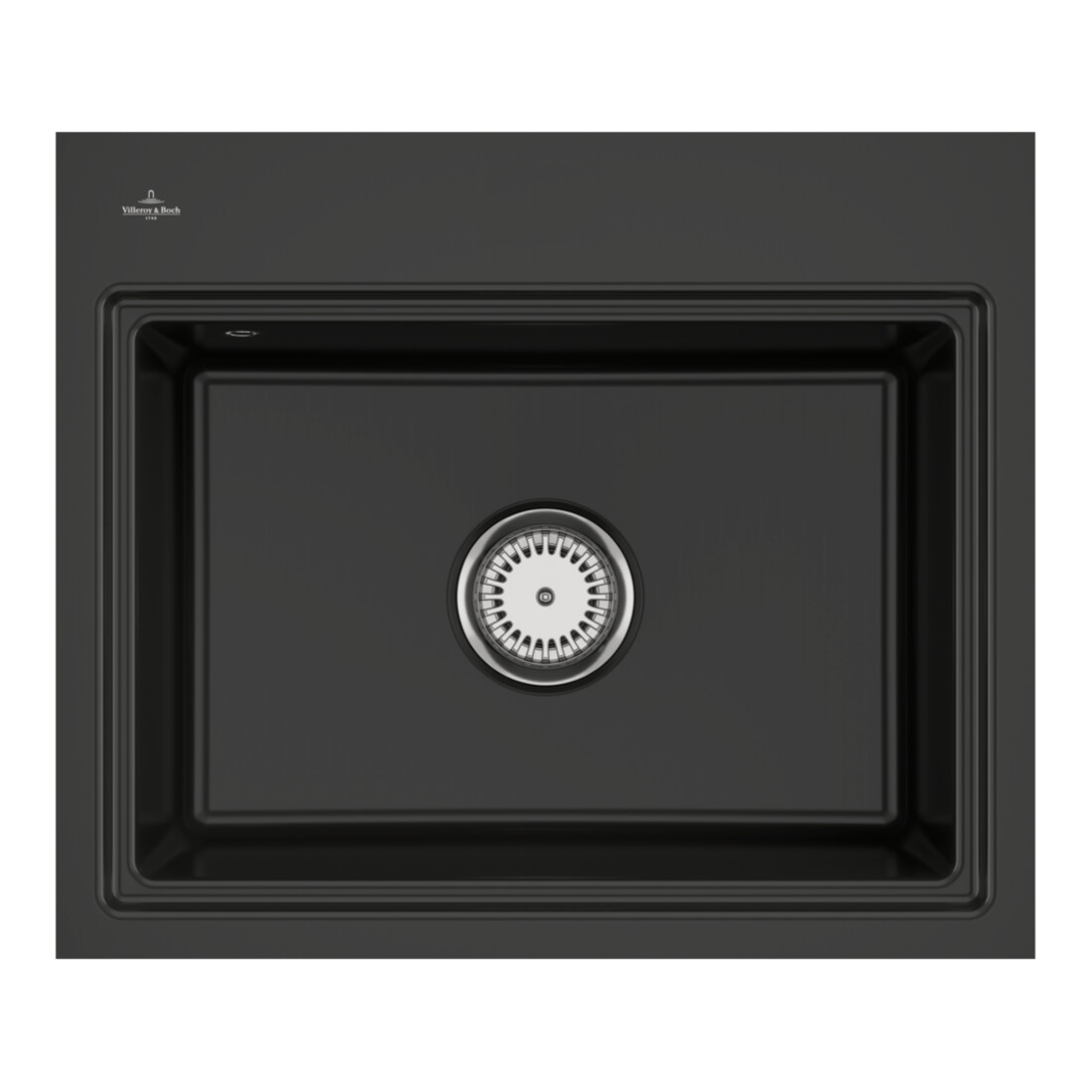 V&B bündige Spüle Subway Style 60 S Flat re, m Abl.garn, Hand., pure black