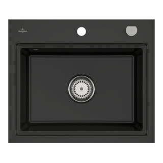 V&B bündige Spüle Subway Style 60 S Flat re, m Abl.garn, Hand., pure black