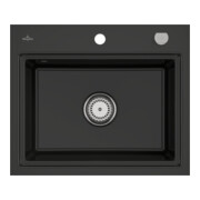 V&B bündige Spüle Subway Style 60 S Flat re, m Abl.garn, Hand., pure black
