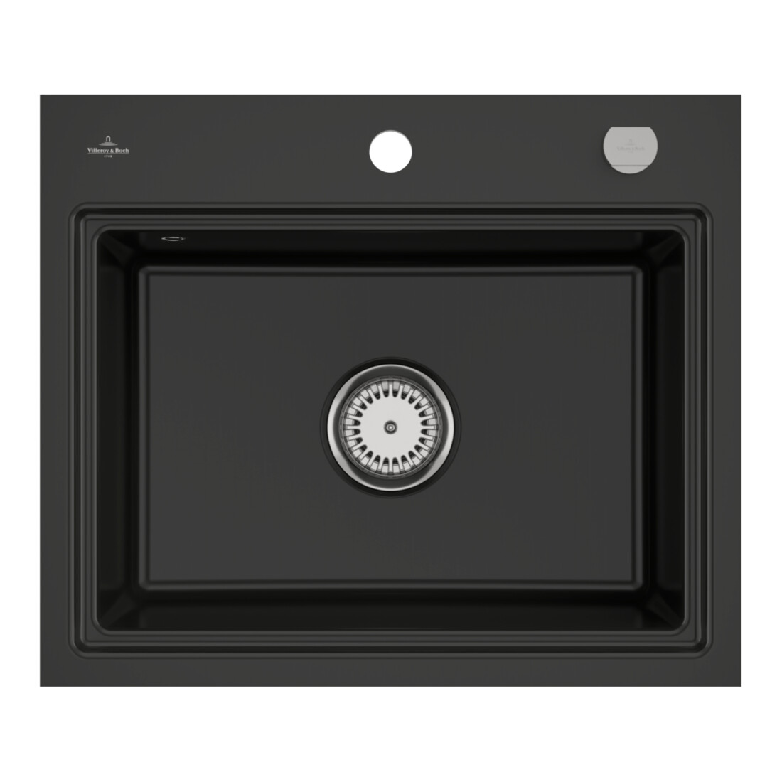 V&B bündige Spüle Subway Style 60 S Flat re, m Abl.garn, Hand., pure black