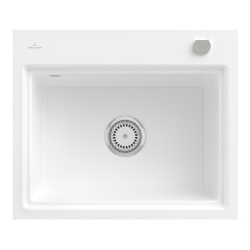 V&B bündige Spüle Subway Style 60 S Flat re, m Abl.garn, Hand., snow white