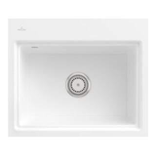 V&B bündige Spüle Subway Style 60 S Flat re, m Abl.garn, Hand., snow white