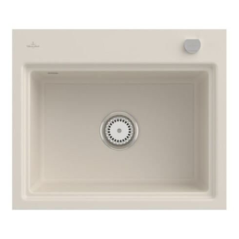 V&B bündige Spüle Subway Style 60 S Flat re, m Abl.garn, Handbetätigung, crema