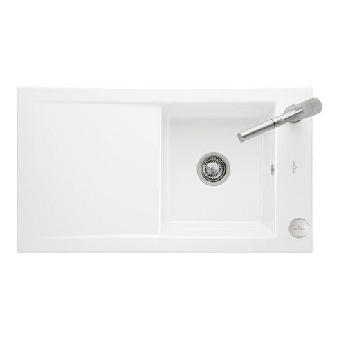 V&B bündige Spüle Timeline 50 Flat m Abl.garn, Excenterbetätigung, weiß
