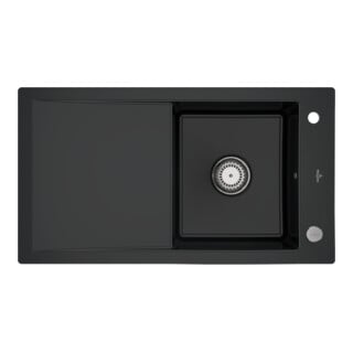 V&B bündige Spüle Timeline 50 Flat m Abl.garn, Exzenter, pure black