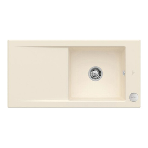 V&B bündige Spüle Timeline 60 Flat m Abl.garn, Excenterbetätigung, ivory