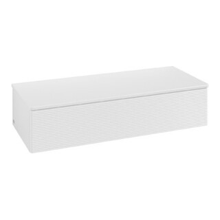 V&B Buffet avec structure de façade Antao 120x26,8x50 cm, WBP chêne blanchi, laqué blanc brillant