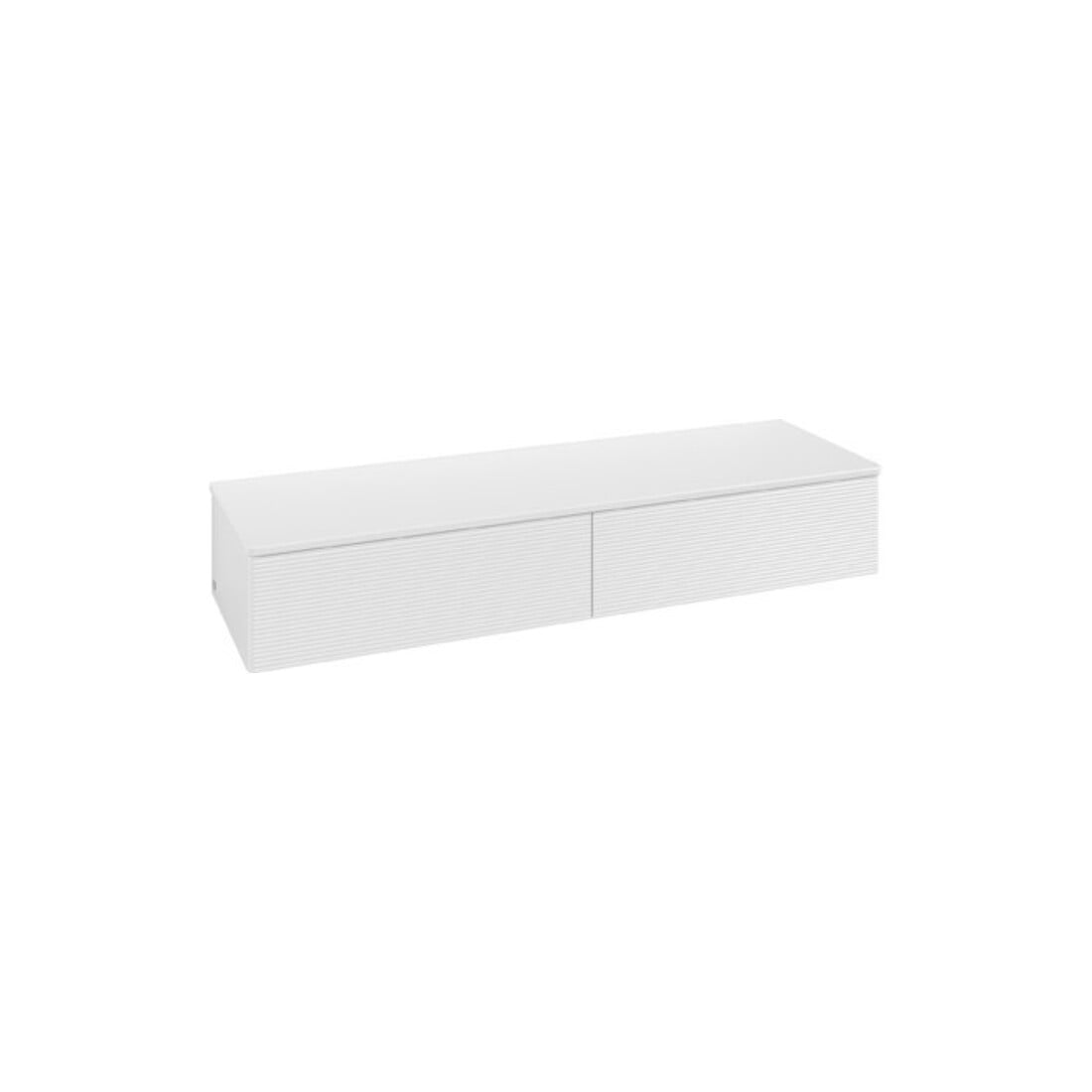 V&B Buffet avec structure de façade Antao 160x26,8x50cm, WBP chêne hon. Oa, laque blanc brillant