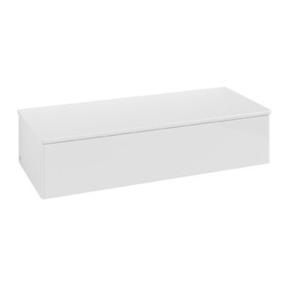 V&B Buffet sans structure de façade Antao 120x26,8x50cm, WBP hon. Oa, blanc brillant Lac