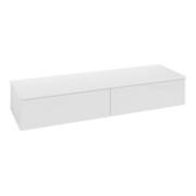 V&B Buffet sans structure de façade Antao 160x26,8x50cm, WBP chêne blanchi, blanc brillant Lac