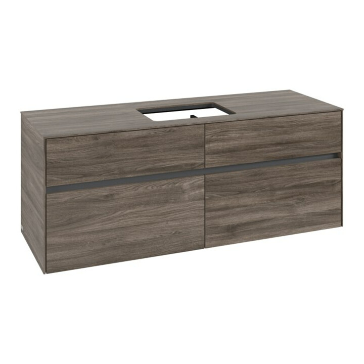 V&B Collaro Armoire sous lavabo 140x54,8x50cm, avec évier central, chêne pierre