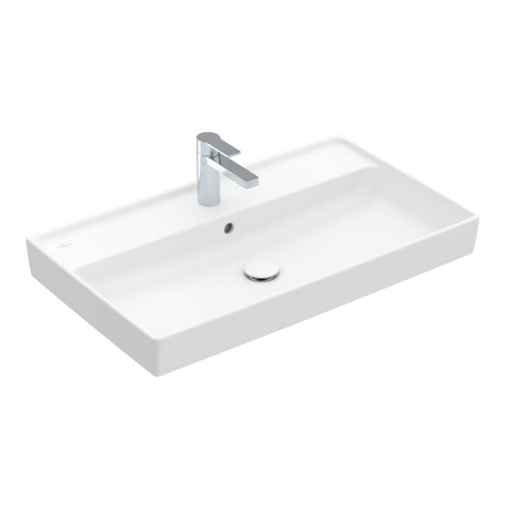 V&B Collaro Meuble-lavabo 80x47 avec trop-plein, stone white C-plus