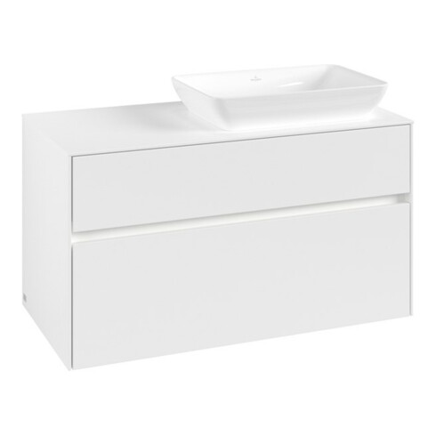 V&B Collaro Meuble sous lavabo 100x54,8x50 cm, lavabo à droite, LED 7,3 W, blanc mat