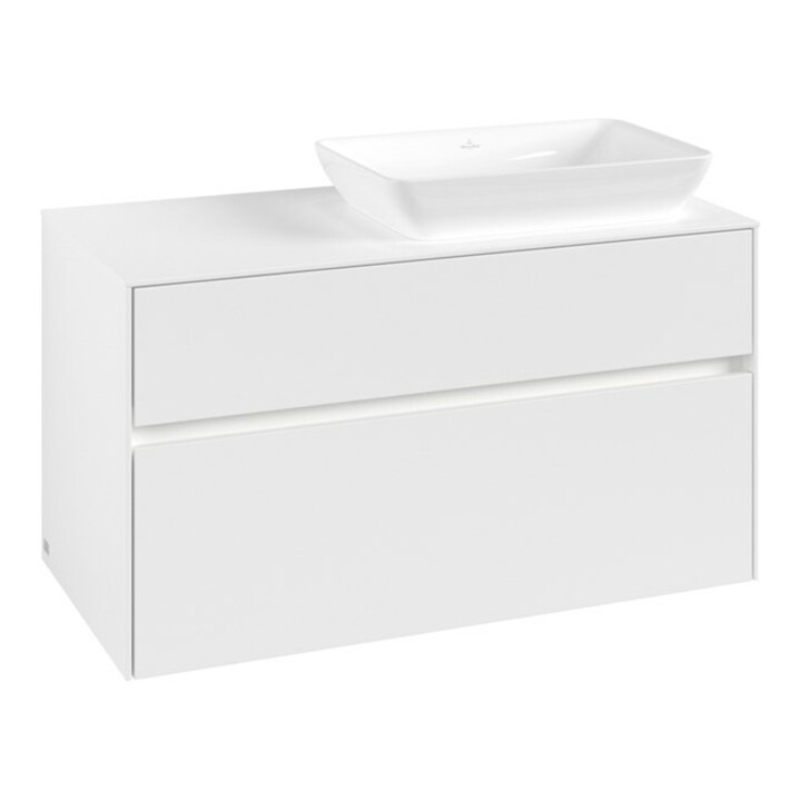 V&B Collaro Meuble sous lavabo 100x54,8x50 cm, lavabo à droite, LED 7,3 W, blanc mat