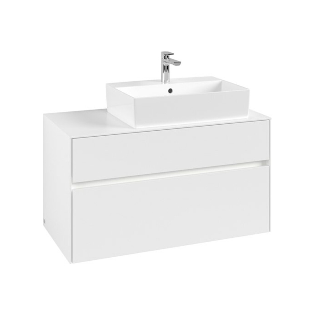 V&B Collaro Meuble sous lavabo 100x54,8x50 cm, lavabo droite, LED 7,3 W, blanc mat