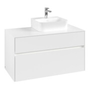 V&B Collaro Meuble sous lavabo 100x54,8x50 cm, vasque à droite, LED 7,3 W, blanc mat