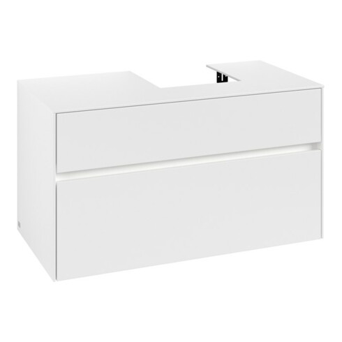 V&B Collaro Meuble sous lavabo 100x54,8x50 cm, vasque à droite, LED 7,3 W, blanc mat