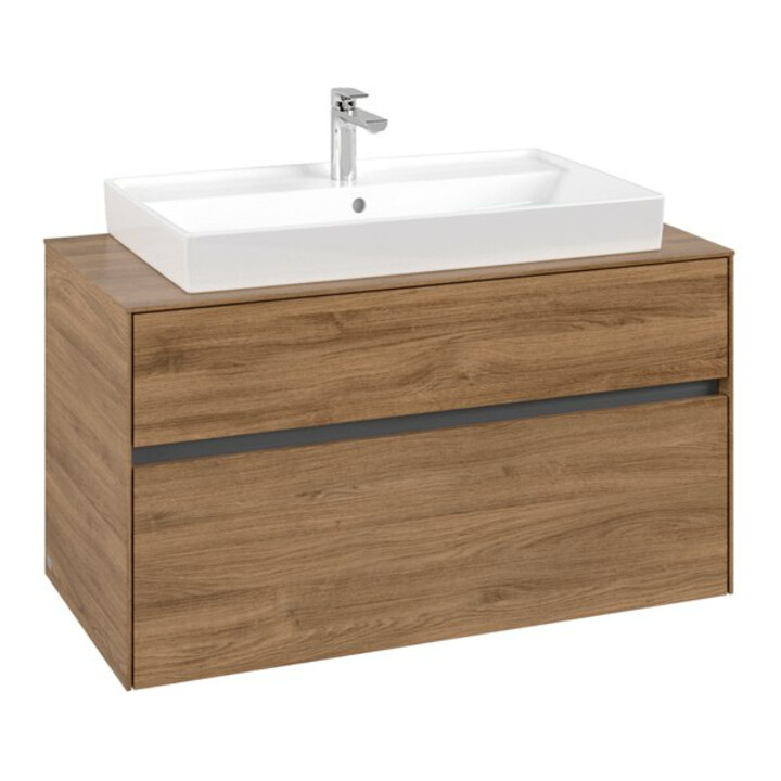 V&B Collaro Meuble sous lavabo 100x54,8x50 cm, vasque centrale, chêne Kansas