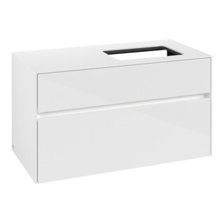 V&B Collaro Meuble sous-lavabo 100x54,8x50 cm, vasque droite, LED 7,3 W, blanc brillant