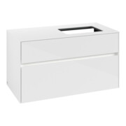 V&B Collaro Meuble sous-lavabo 100x54,8x50 cm, vasque droite, LED 7,3 W, blanc brillant