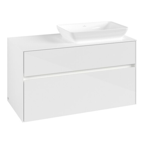 V&B Collaro Meuble sous-lavabo 100x54,8x50 cm, vasque droite, LED 7,3 W, blanc brillant