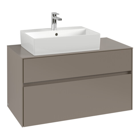 V&B Collaro Meuble sous lavabo 100x54,8x50 cm, vasque gauche, noir volcan