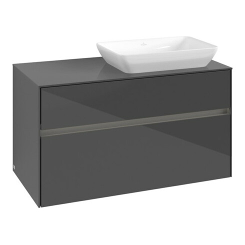 V&B Collaro Meuble sous-lavabo 100x54,8x50cm, lavabo droit, LED 7,3 W, glo Gr