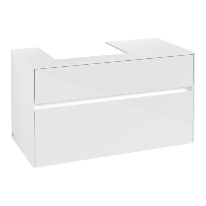 V&B Collaro Meuble sous lavabo 100x54,8x50cm, WT l, LED 7,3 W, blanc brillant