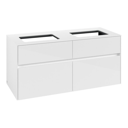 V&B Collaro Meuble sous lavabo 120x54,8x50 cm, 2 tiroirs, blanc brillant