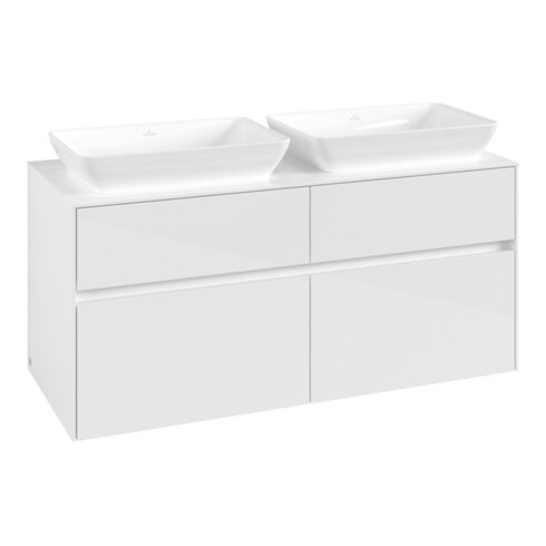 V&B Collaro Meuble sous lavabo 120x54,8x50 cm, 2 tiroirs, blanc brillant