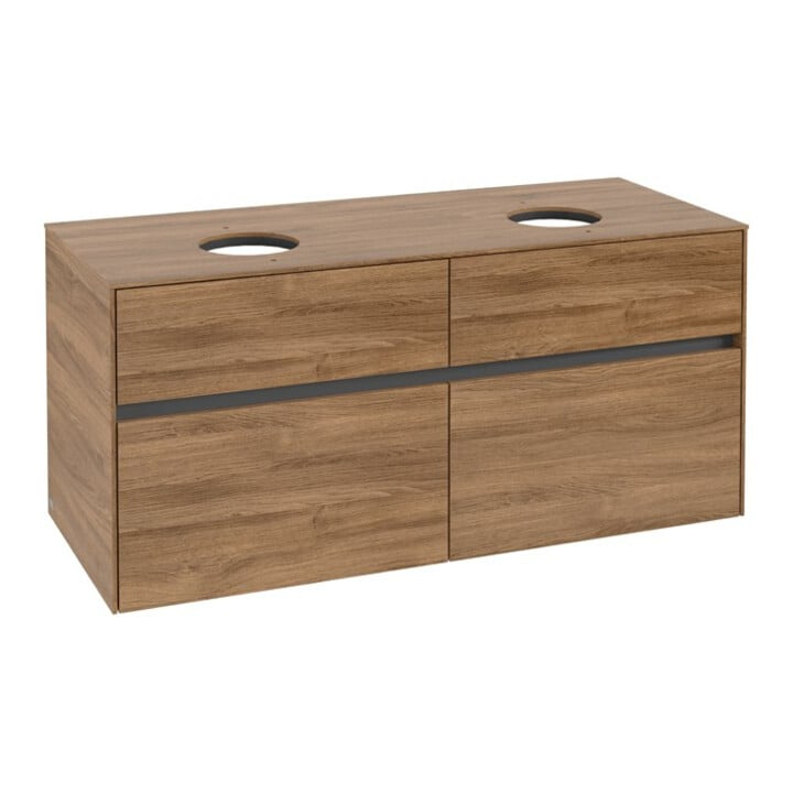 V&B Collaro Meuble sous lavabo 120x54,8x50 cm, 2 tiroirs, chêne Kansas