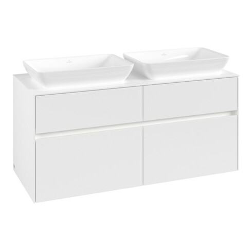V&B Collaro Meuble sous lavabo 120x54,8x50 cm, 2 tiroirs, LED 8,8W, blanc mat
