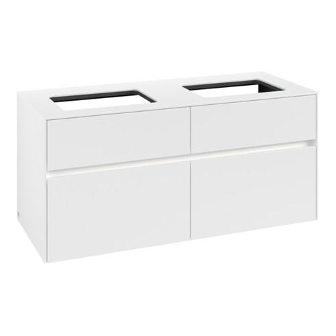 V&B Collaro Meuble sous lavabo 120x54,8x50 cm, 2 tiroirs, LED 8,8W, blanc mat