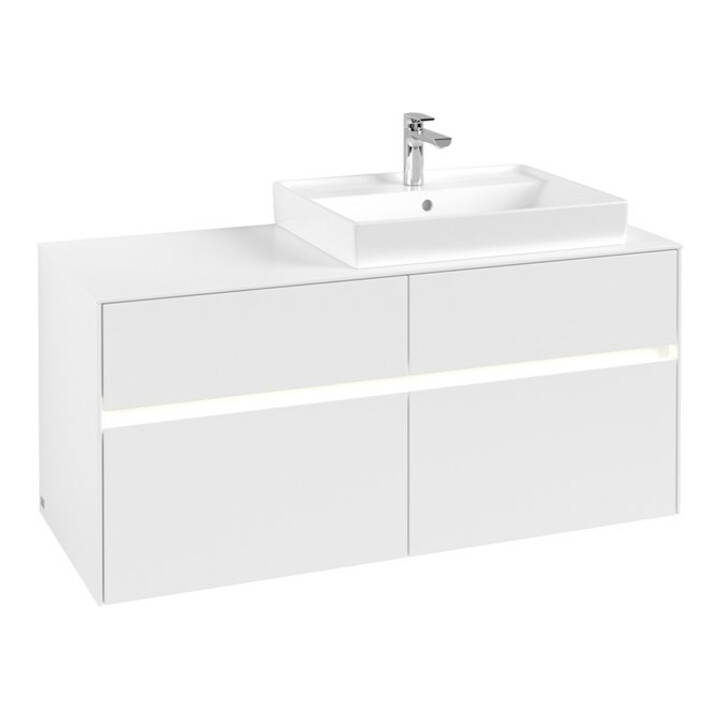 V&B Collaro Meuble sous lavabo 120x54,8x50 cm, droite, LED 8,8 W, blanc mat