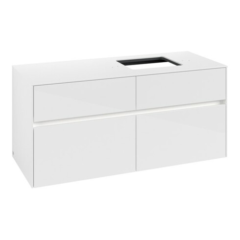 V&B Collaro Meuble sous lavabo 120x54,8x50 cm, lavabo à droite, LED 8,8 W, blanc brillant