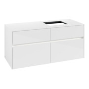 V&B Collaro Meuble sous lavabo 120x54,8x50 cm, lavabo à droite, LED 8,8 W, blanc brillant