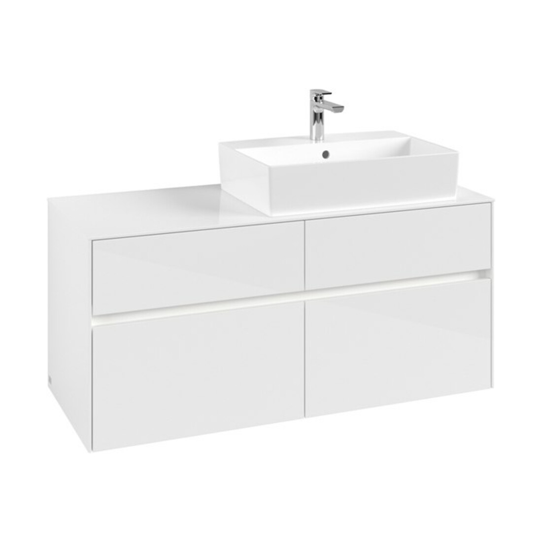 V&B Collaro Meuble sous lavabo 120x54,8x50 cm, lavabo à droite, LED 8,8 W, blanc brillant