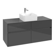 V&B Collaro Meuble sous lavabo 120x54,8x50 cm, vasque centrale, Gris brillant-3