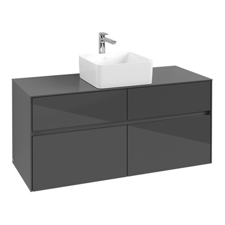 V&B Collaro Meuble sous lavabo 120x54,8x50 cm, vasque centrale, Gris brillant