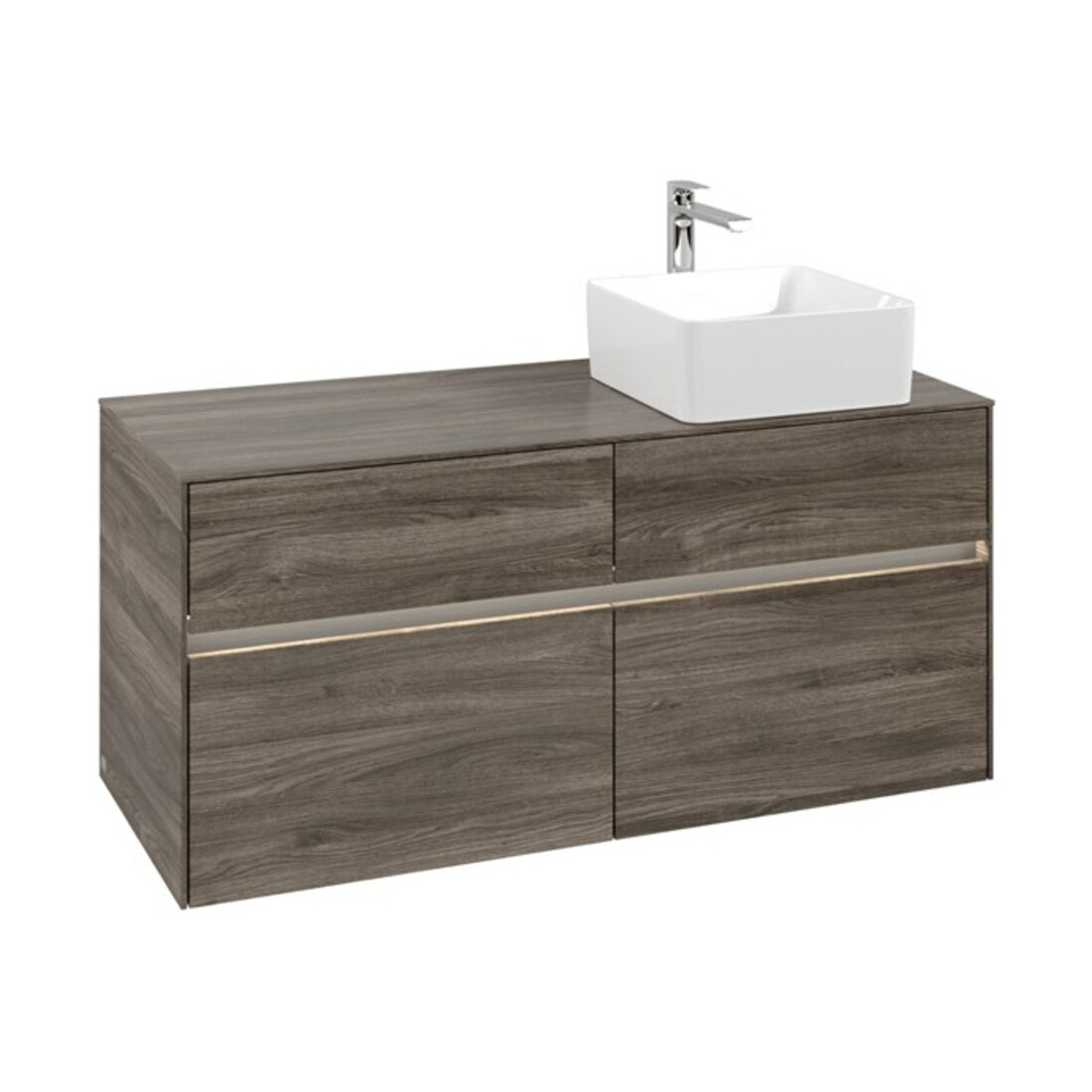 V&B Collaro Meuble sous lavabo 120x54,8x50 cm, vasque droite, LED 8,8 W, st. Oa