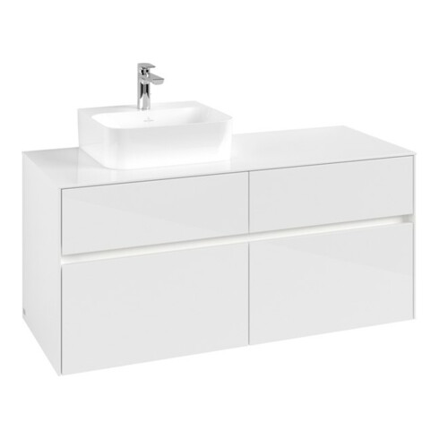 V&B Collaro Meuble sous lavabo 120x54,8x50 cm, WT l, LED 8,8 W, blanc brillant