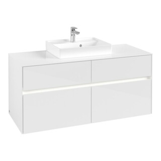 V&B Collaro Meuble sous lavabo 120x54,8x50 cm, WT mi, LED 8,8 W, blanc brillant