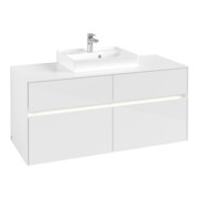 V&B Collaro Meuble sous lavabo 120x54,8x50 cm, WT mi, LED 8,8 W, blanc brillant