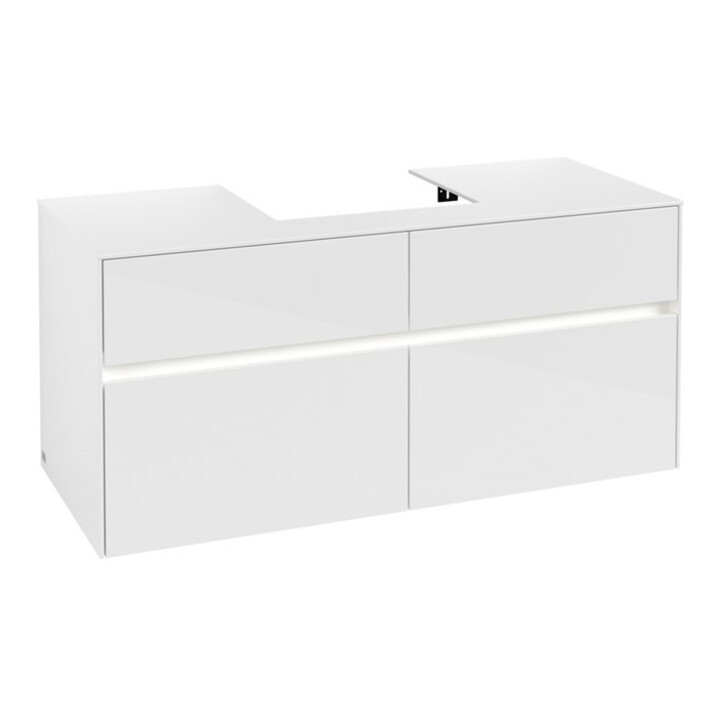 V&B Collaro Meuble sous lavabo 120x54,8x50 cm, WT mi, LED 8,8 W, blanc brillant