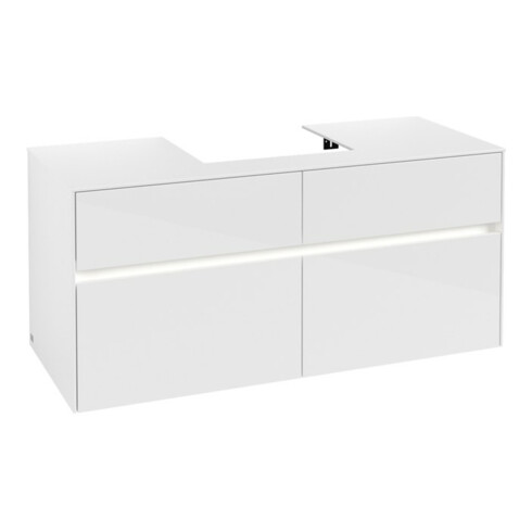 V&B Collaro Meuble sous lavabo 120x54,8x50 cm, WT mi, LED 8,8 W, blanc brillant