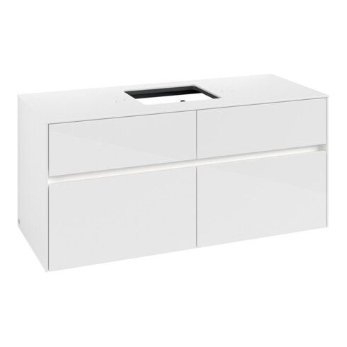 V&B Collaro Meuble sous lavabo 120x54,8x50 cm, WT mi, LED 8,8 W, blanc brillant