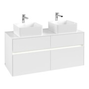 V&B Collaro Meuble sous lavabo 120x54,8x50cm, 2 tiroirs, LED 8,8W, blanc mat
