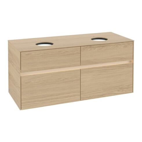 V&B Collaro Meuble sous lavabo 120x54,8x50cm, 2 tiroirs, LED 8,8W, Nord Oa