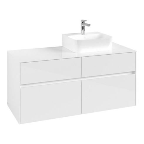 V&B Collaro Meuble sous lavabo 120x54,8x50cm, lavabo à droite, blanc brillant