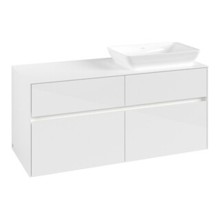 V&B Collaro Meuble sous lavabo 120x54,8x50cm, lavabo à droite, LED 8,8 W, blanc brillant
